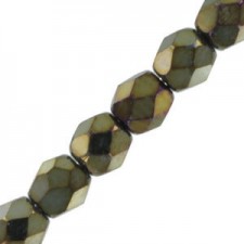 Czech Fire polished faceted glass beads 4mm Jet brown iris